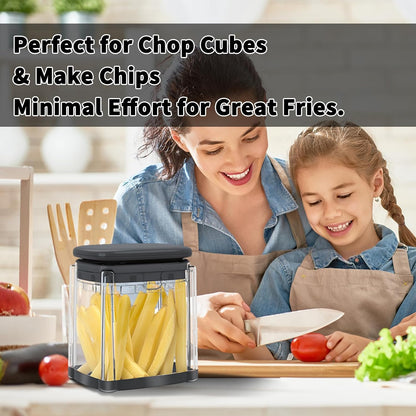 French Fry Cutter, Potato Onion Cutter, Professional Homestyle Vegetable Chopper Dicer, Great for Potatoes Carrots Cucumbers Zucchini Pepper (Fog Gray)