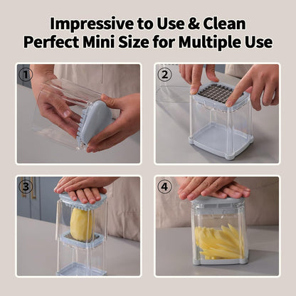 French Fry Cutter, Potato Onion Cutter, Professional Homestyle Vegetable Chopper Dicer, Great for Potatoes Carrots Cucumbers Zucchini Pepper (Fog Gray)