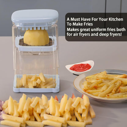 French Fry Cutter, Potato Onion Cutter, Professional Homestyle Vegetable Chopper Dicer, Great for Potatoes Carrots Cucumbers Zucchini Pepper (Fog Gray)