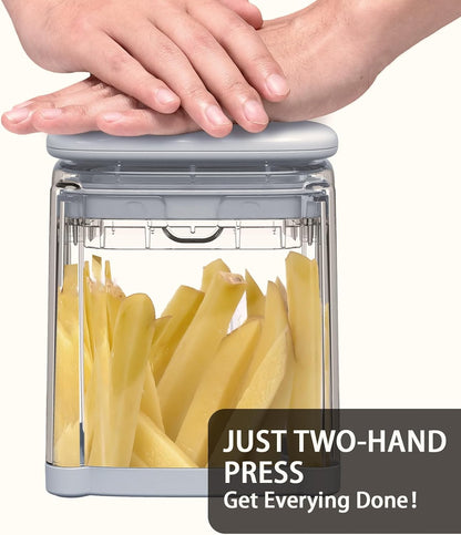 French Fry Cutter, Potato Onion Cutter, Professional Homestyle Vegetable Chopper Dicer, Great for Potatoes Carrots Cucumbers Zucchini Pepper (Fog Gray)