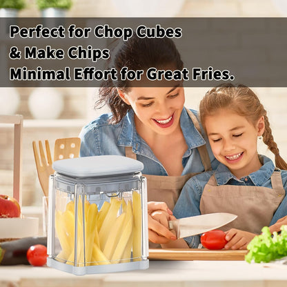 French Fry Cutter, Potato Onion Cutter, Professional Homestyle Vegetable Chopper Dicer, Great for Potatoes Carrots Cucumbers Zucchini Pepper (Fog Gray)