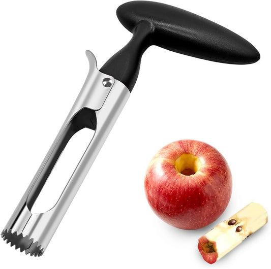 Apple Corer Tool, Stainless Steel Apple Core Remover with Easy Push Core Release, Serrated Coring Head, Non-Slip Handle, Dishwasher Safe for Apples, Pears and Bell Peppers