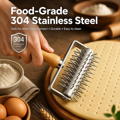 Pizza Dough Docker Roller Stainless Steel, Pin Puncher Dough Hole Maker, Docking Tool for Pizza Pie Cookie Pastry Bread