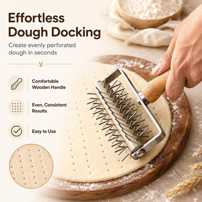 Pizza Dough Docker Roller Stainless Steel, Pin Puncher Dough Hole Maker, Docking Tool for Pizza Pie Cookie Pastry Bread