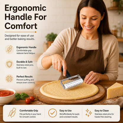 Pizza Dough Docker Roller Stainless Steel, Pin Puncher Dough Hole Maker, Docking Tool for Pizza Pie Cookie Pastry Bread