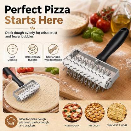 Pizza Dough Docker Roller Stainless Steel, Pin Puncher Dough Hole Maker, Docking Tool for Pizza Pie Cookie Pastry Bread