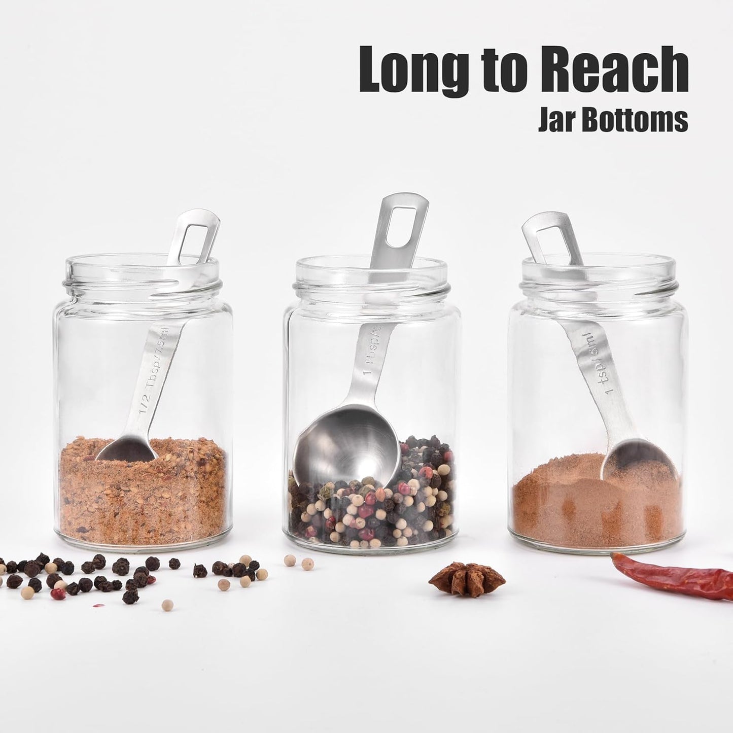 18/8 Stainless Steel Measuring Spoons with Engraved Metric (Set of 5) | Heavy Duty Teaspoons Tablespoons with US Measurements, Metal Measure Spoon for Dry and Liquid Ingredients, Dishwasher Safe
