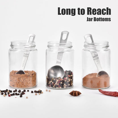 18/8 Stainless Steel Measuring Spoons with Engraved Metric (Set of 5) | Heavy Duty Teaspoons Tablespoons with US Measurements, Metal Measure Spoon for Dry and Liquid Ingredients, Dishwasher Safe