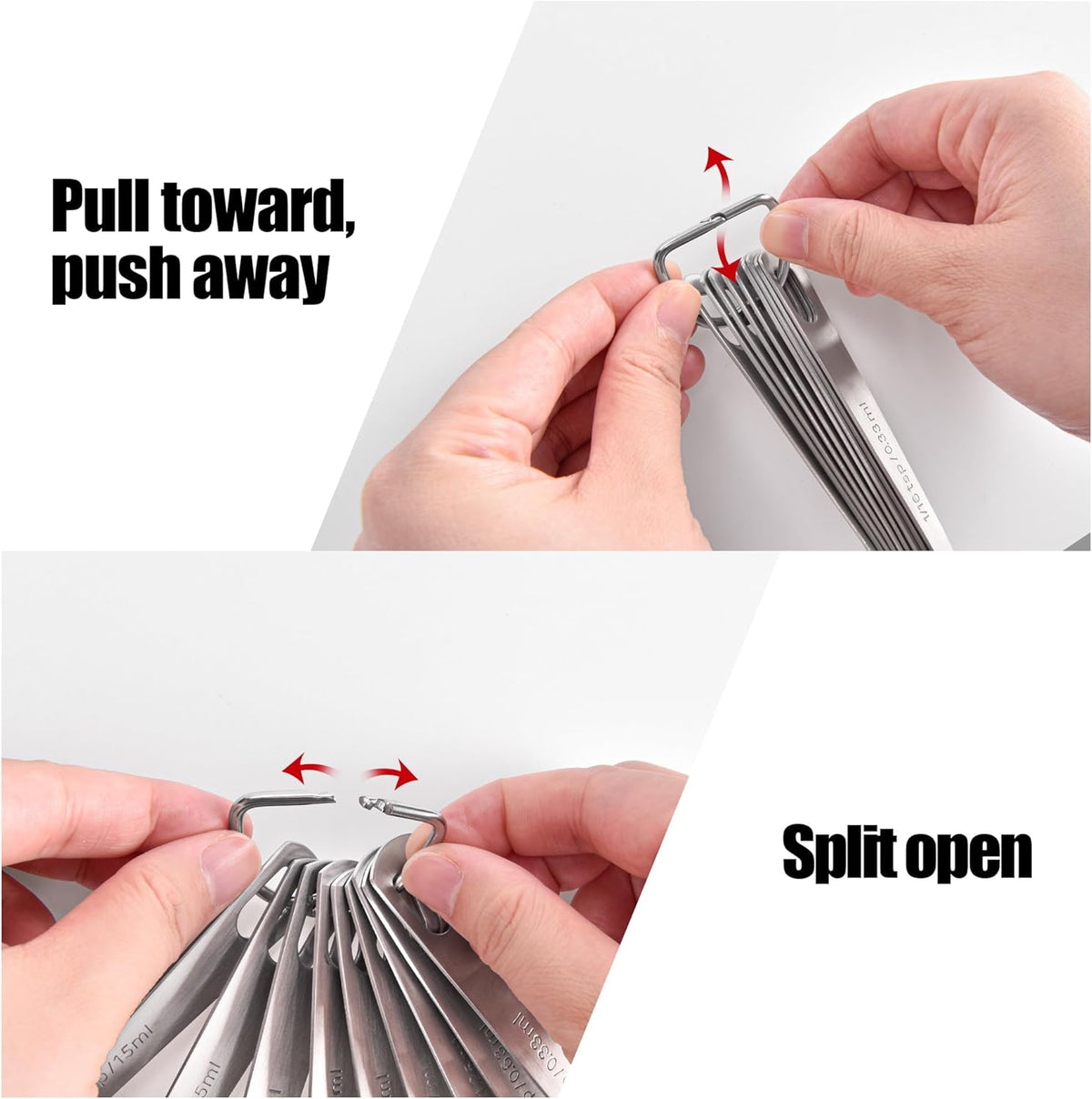 18/8 Stainless Steel Measuring Spoons with Engraved Metric (Set of 5) | Heavy Duty Teaspoons Tablespoons with US Measurements, Metal Measure Spoon for Dry and Liquid Ingredients, Dishwasher Safe