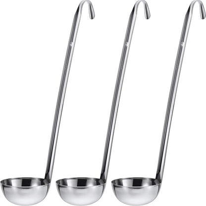 Stainless Steel Ladle Soup Handle Ladle with Pouring Rim for Kitchen Cooking Soup Sauce