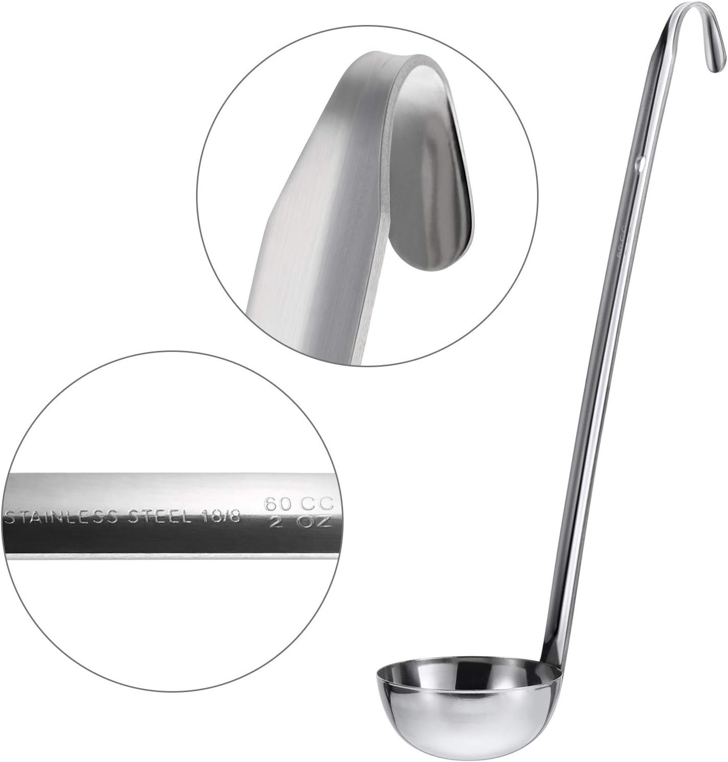Stainless Steel Ladle Soup Handle Ladle with Pouring Rim for Kitchen Cooking Soup Sauce