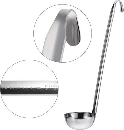 Stainless Steel Ladle Soup Handle Ladle with Pouring Rim for Kitchen Cooking Soup Sauce