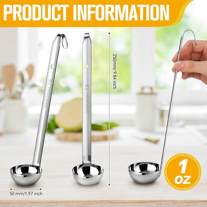 Stainless Steel Ladle Soup Handle Ladle with Pouring Rim for Kitchen Cooking Soup Sauce