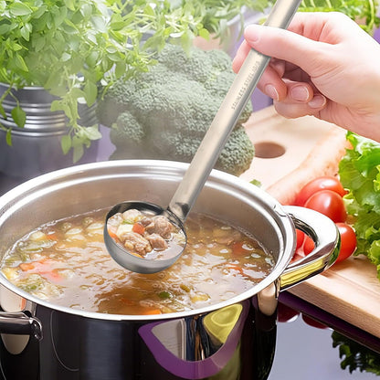 Stainless Steel Ladle Soup Handle Ladle with Pouring Rim for Kitchen Cooking Soup Sauce