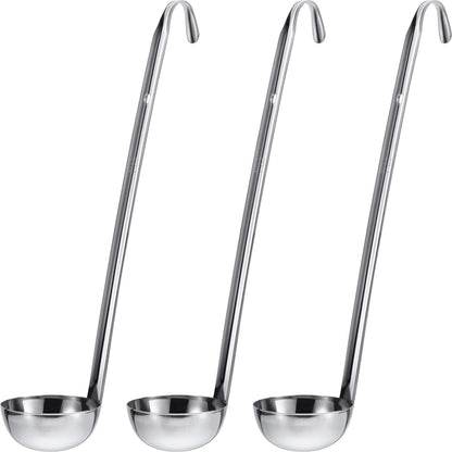 Stainless Steel Ladle Soup Handle Ladle with Pouring Rim for Kitchen Cooking Soup Sauce
