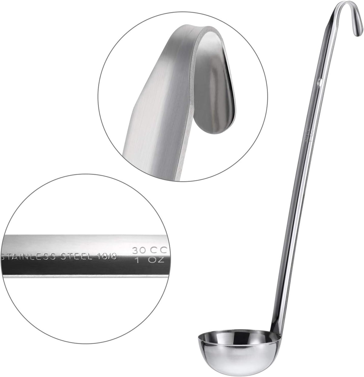 Stainless Steel Ladle Soup Handle Ladle with Pouring Rim for Kitchen Cooking Soup Sauce
