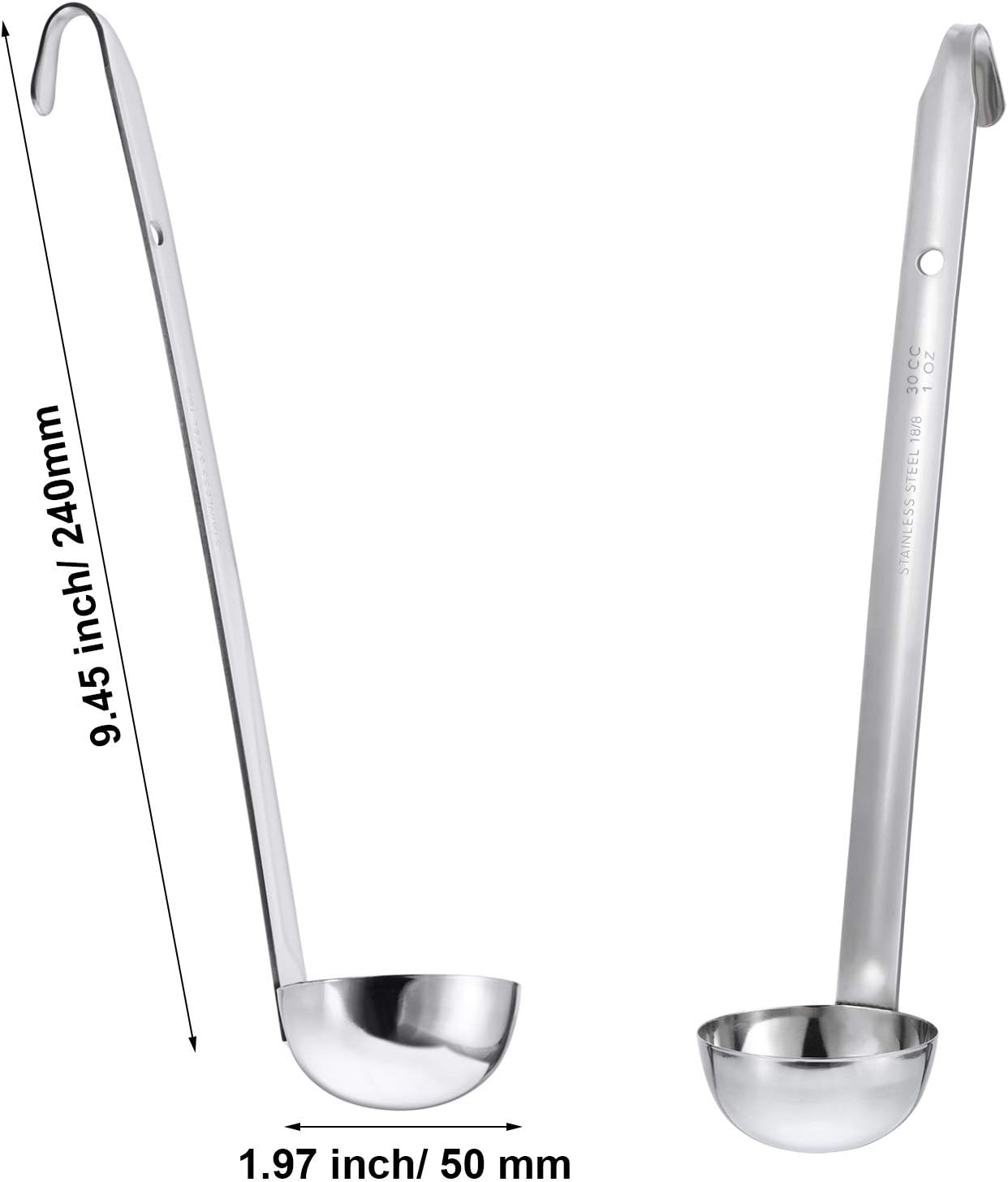 Stainless Steel Ladle Soup Handle Ladle with Pouring Rim for Kitchen Cooking Soup Sauce