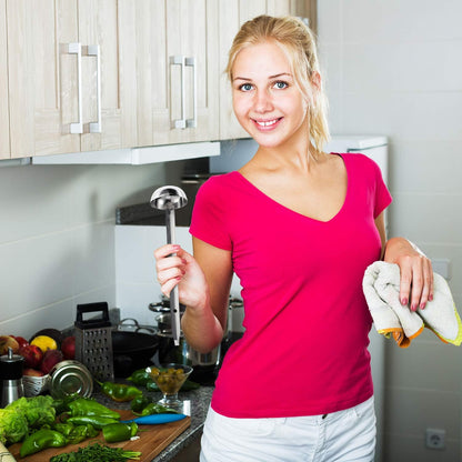 Stainless Steel Ladle Soup Handle Ladle with Pouring Rim for Kitchen Cooking Soup Sauce