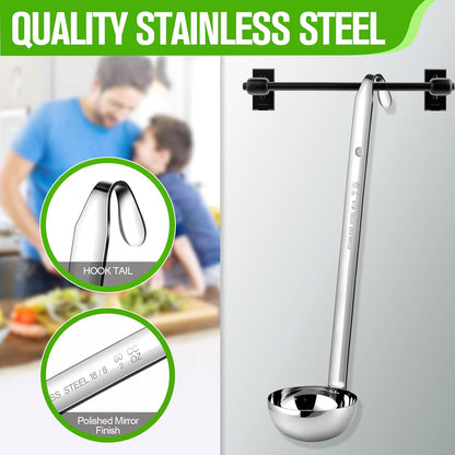 Stainless Steel Ladle Soup Handle Ladle with Pouring Rim for Kitchen Cooking Soup Sauce