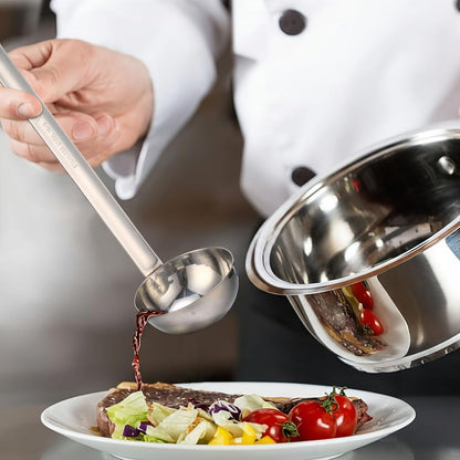 Stainless Steel Ladle Soup Handle Ladle with Pouring Rim for Kitchen Cooking Soup Sauce