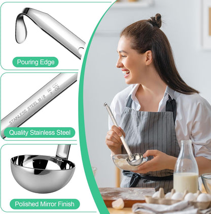Stainless Steel Ladle Soup Handle Ladle with Pouring Rim for Kitchen Cooking Soup Sauce