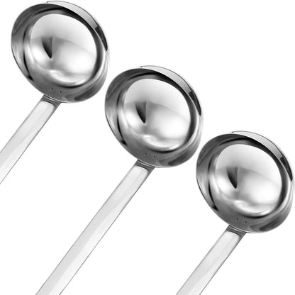 Stainless Steel Ladle Soup Handle Ladle with Pouring Rim for Kitchen Cooking Soup Sauce