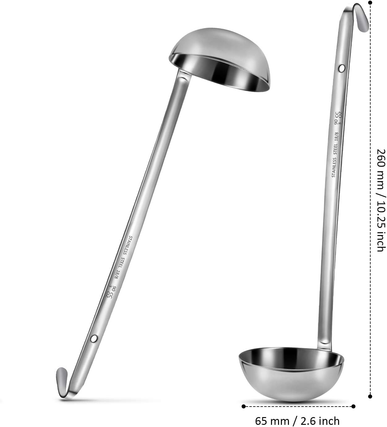 Stainless Steel Ladle Soup Handle Ladle with Pouring Rim for Kitchen Cooking Soup Sauce