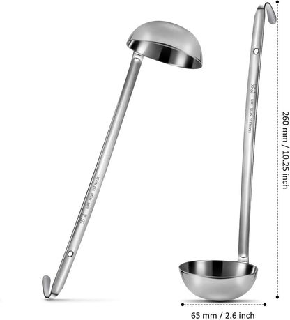 Stainless Steel Ladle Soup Handle Ladle with Pouring Rim for Kitchen Cooking Soup Sauce