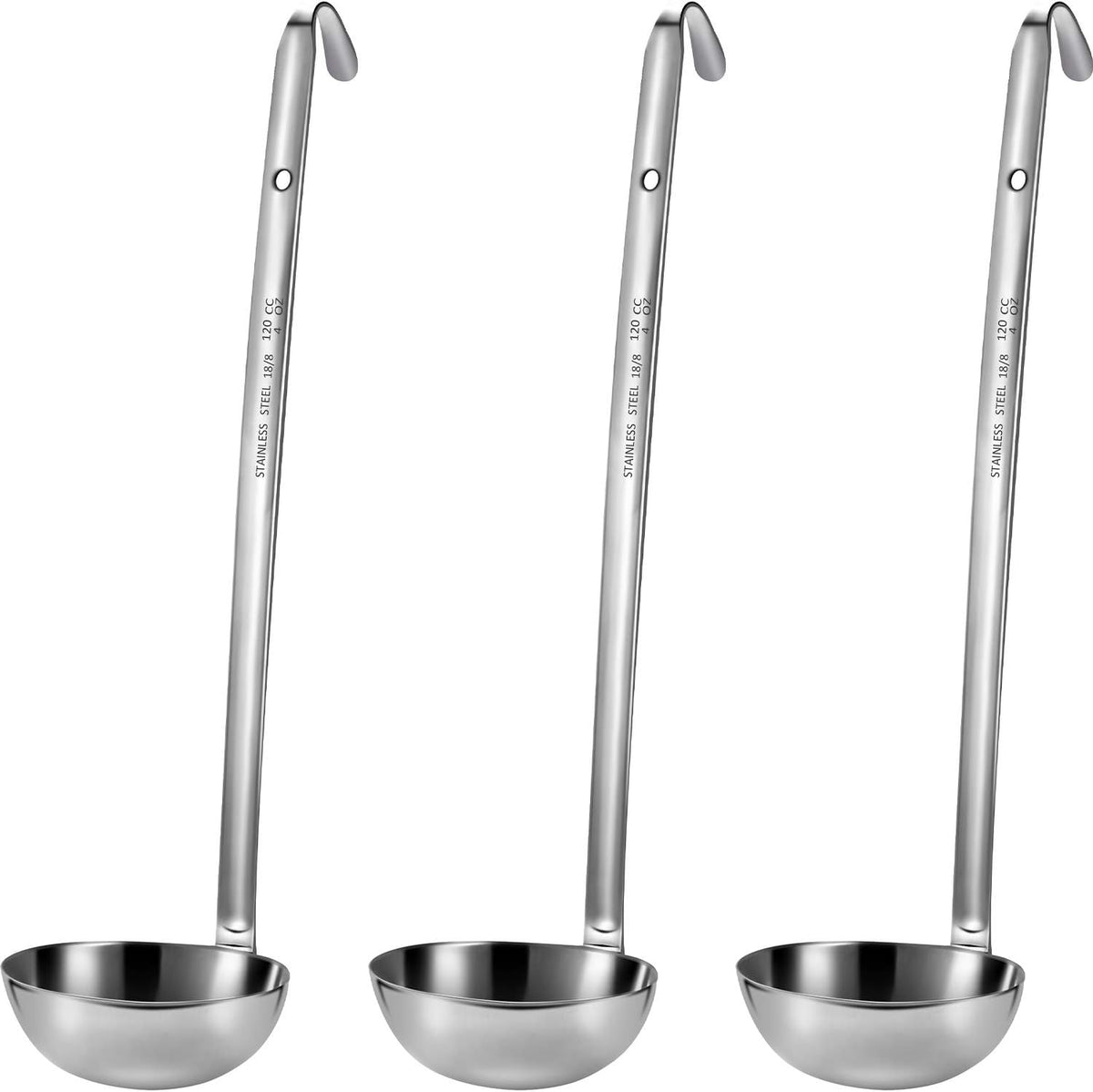Stainless Steel Ladle Soup Handle Ladle with Pouring Rim for Kitchen Cooking Soup Sauce