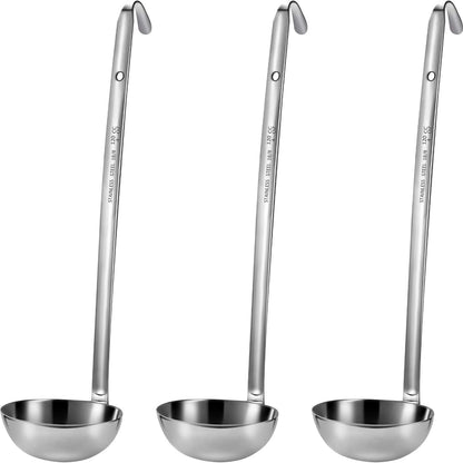 Stainless Steel Ladle Soup Handle Ladle with Pouring Rim for Kitchen Cooking Soup Sauce