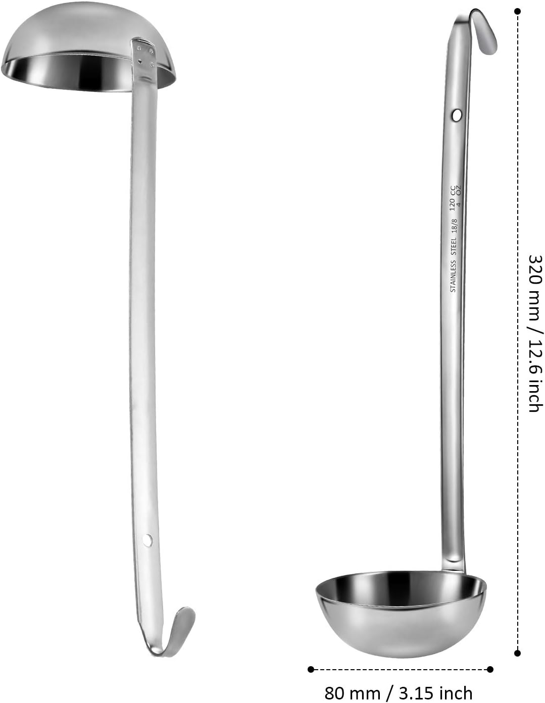 Stainless Steel Ladle Soup Handle Ladle with Pouring Rim for Kitchen Cooking Soup Sauce