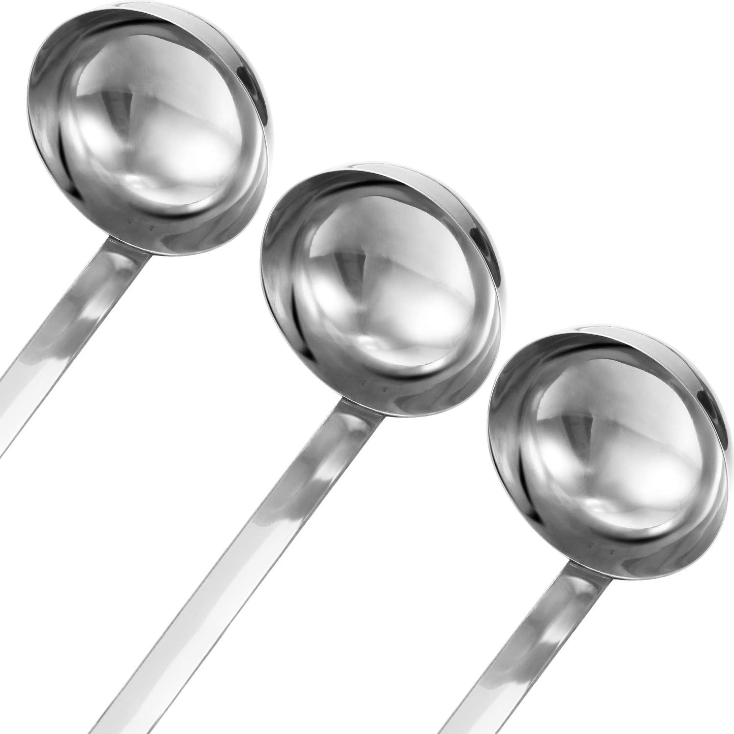 Stainless Steel Ladle Soup Handle Ladle with Pouring Rim for Kitchen Cooking Soup Sauce