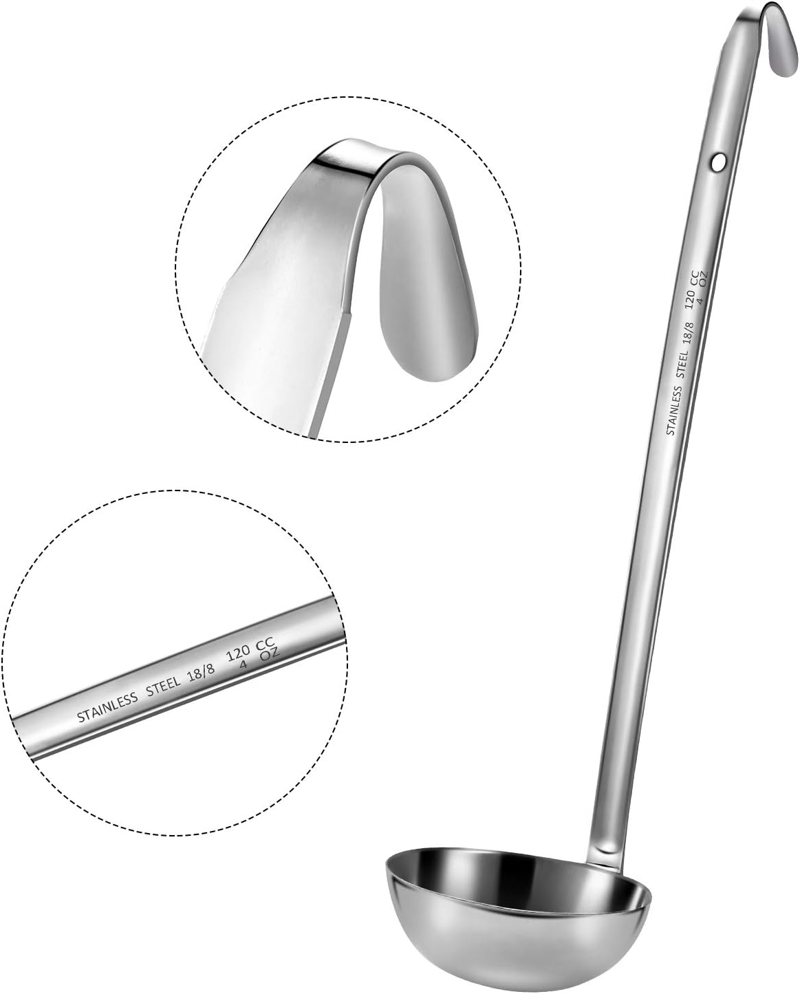 Stainless Steel Ladle Soup Handle Ladle with Pouring Rim for Kitchen Cooking Soup Sauce