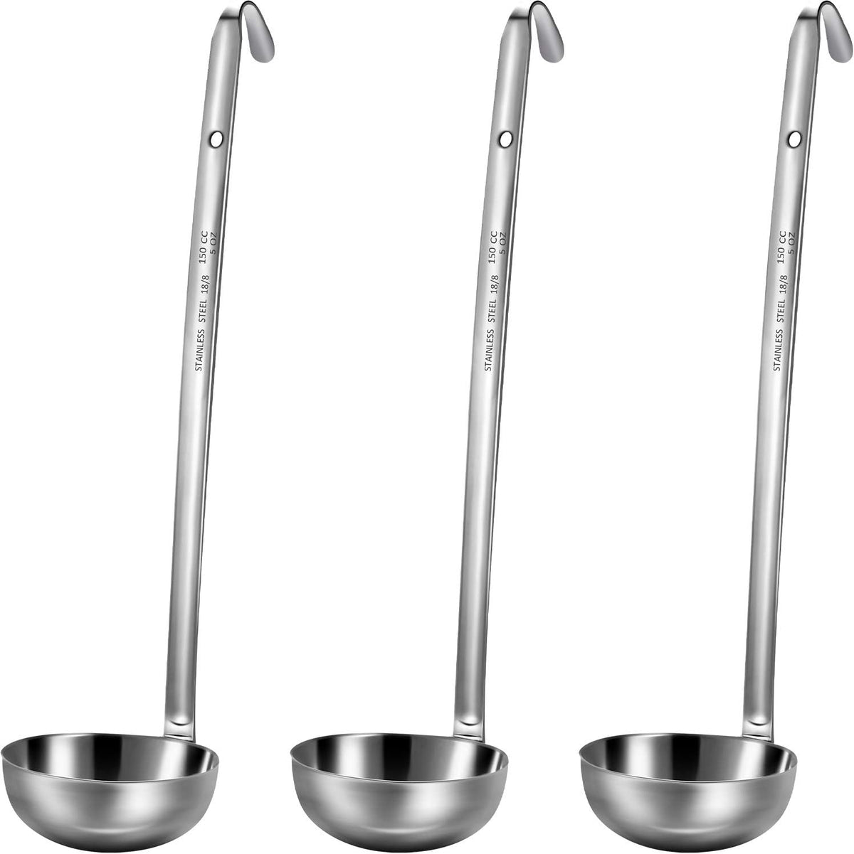 Stainless Steel Ladle Soup Handle Ladle with Pouring Rim for Kitchen Cooking Soup Sauce