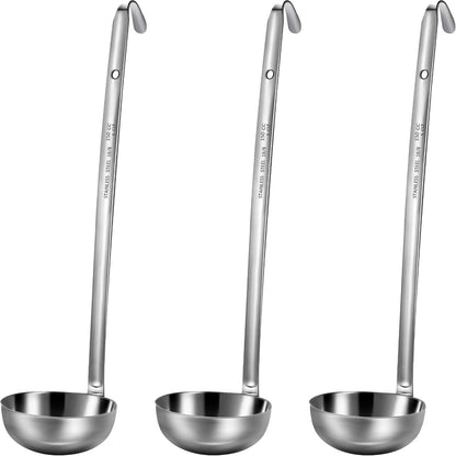 Stainless Steel Ladle Soup Handle Ladle with Pouring Rim for Kitchen Cooking Soup Sauce