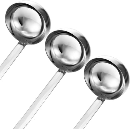 Stainless Steel Ladle Soup Handle Ladle with Pouring Rim for Kitchen Cooking Soup Sauce