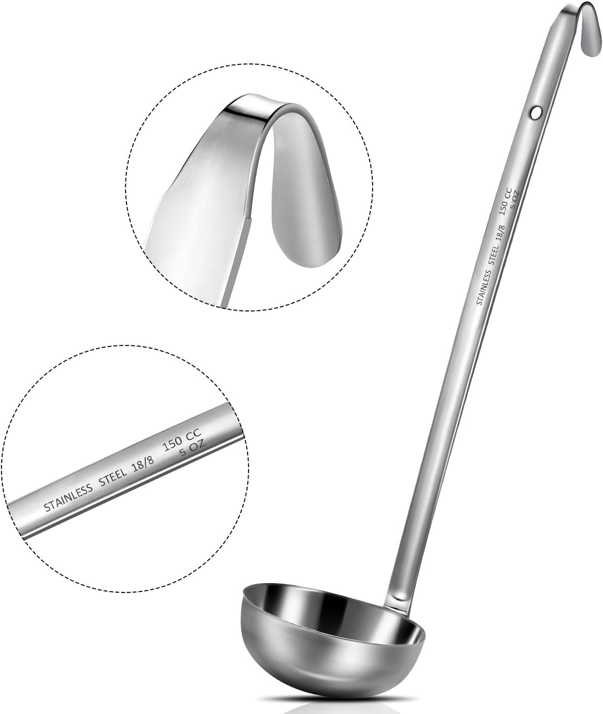 Stainless Steel Ladle Soup Handle Ladle with Pouring Rim for Kitchen Cooking Soup Sauce