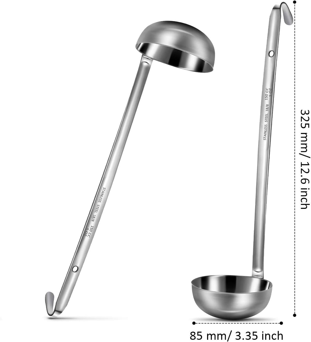 Stainless Steel Ladle Soup Handle Ladle with Pouring Rim for Kitchen Cooking Soup Sauce