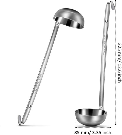 Stainless Steel Ladle Soup Handle Ladle with Pouring Rim for Kitchen Cooking Soup Sauce