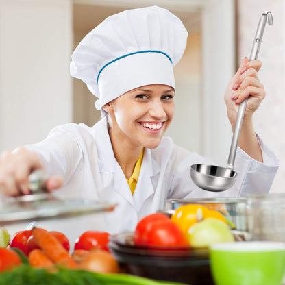 Stainless Steel Ladle Soup Handle Ladle with Pouring Rim for Kitchen Cooking Soup Sauce