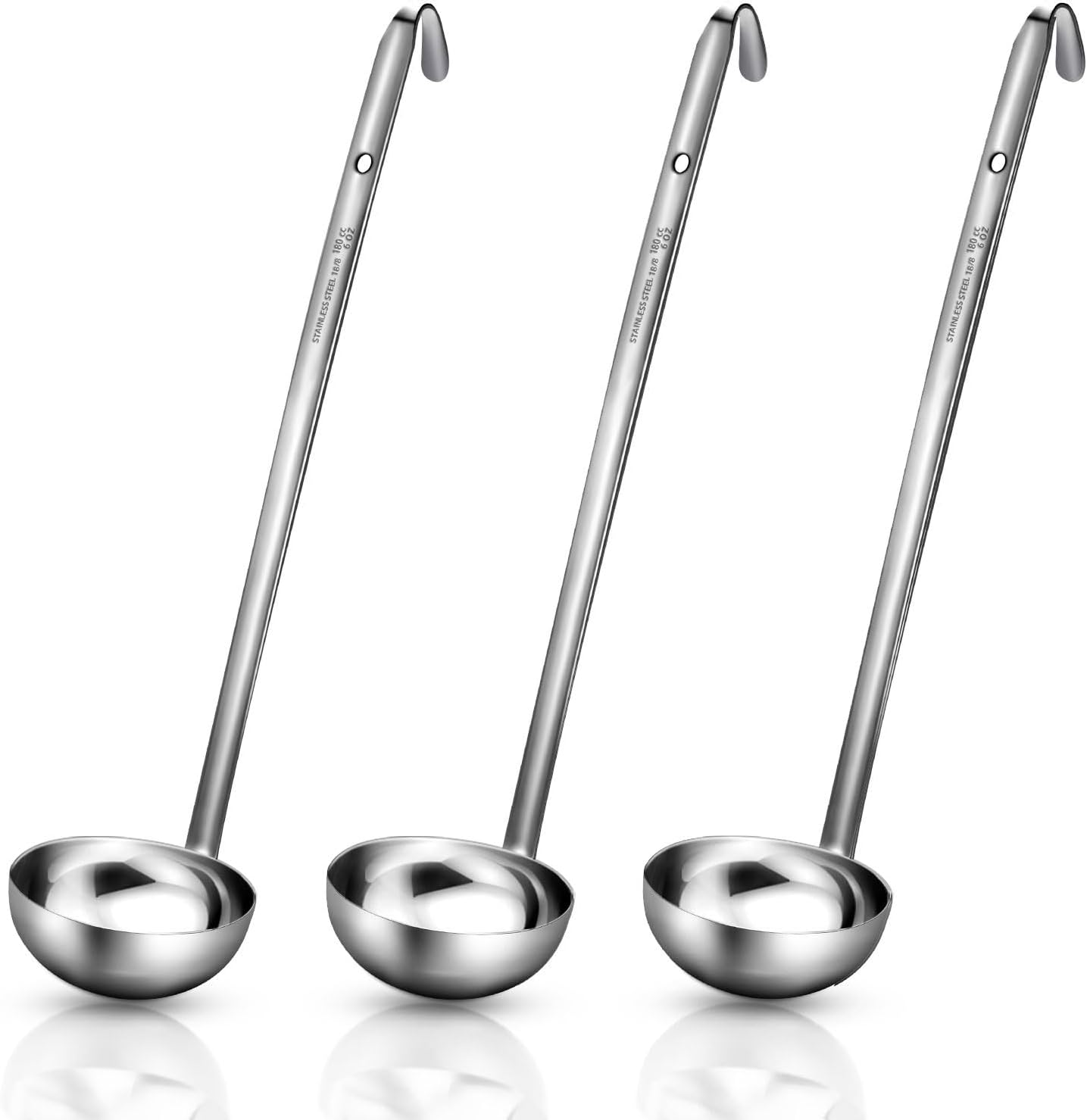 Stainless Steel Ladle Soup Handle Ladle with Pouring Rim for Kitchen Cooking Soup Sauce