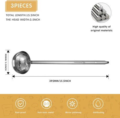 Stainless Steel Ladle Soup Handle Ladle with Pouring Rim for Kitchen Cooking Soup Sauce