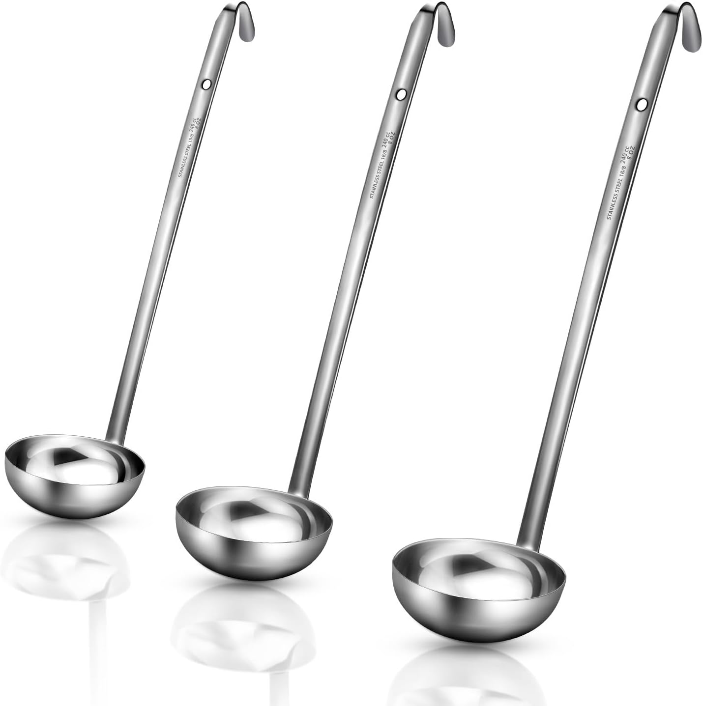 Stainless Steel Ladle Soup Handle Ladle with Pouring Rim for Kitchen Cooking Soup Sauce