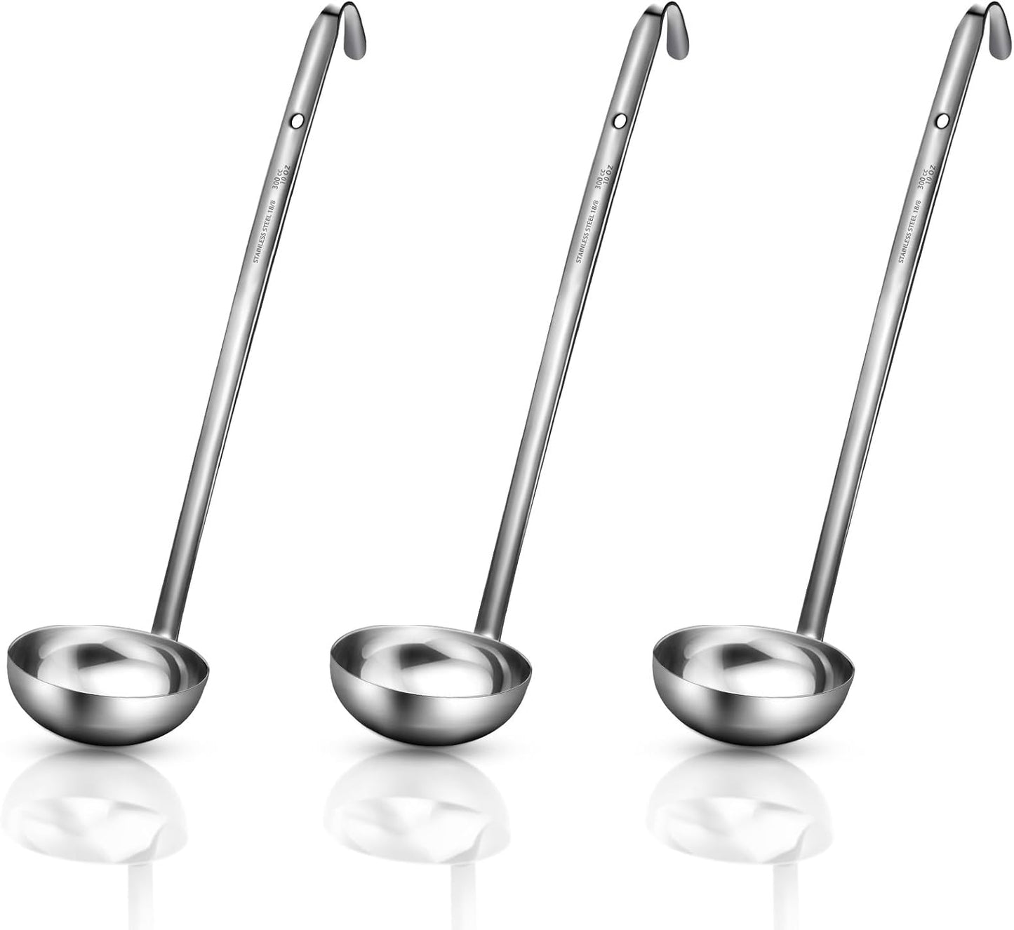 Stainless Steel Ladle Soup Handle Ladle with Pouring Rim for Kitchen Cooking Soup Sauce