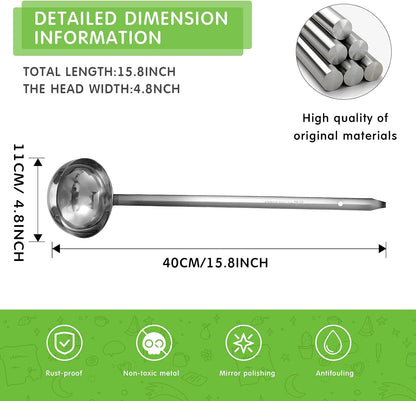 Stainless Steel Ladle Soup Handle Ladle with Pouring Rim for Kitchen Cooking Soup Sauce