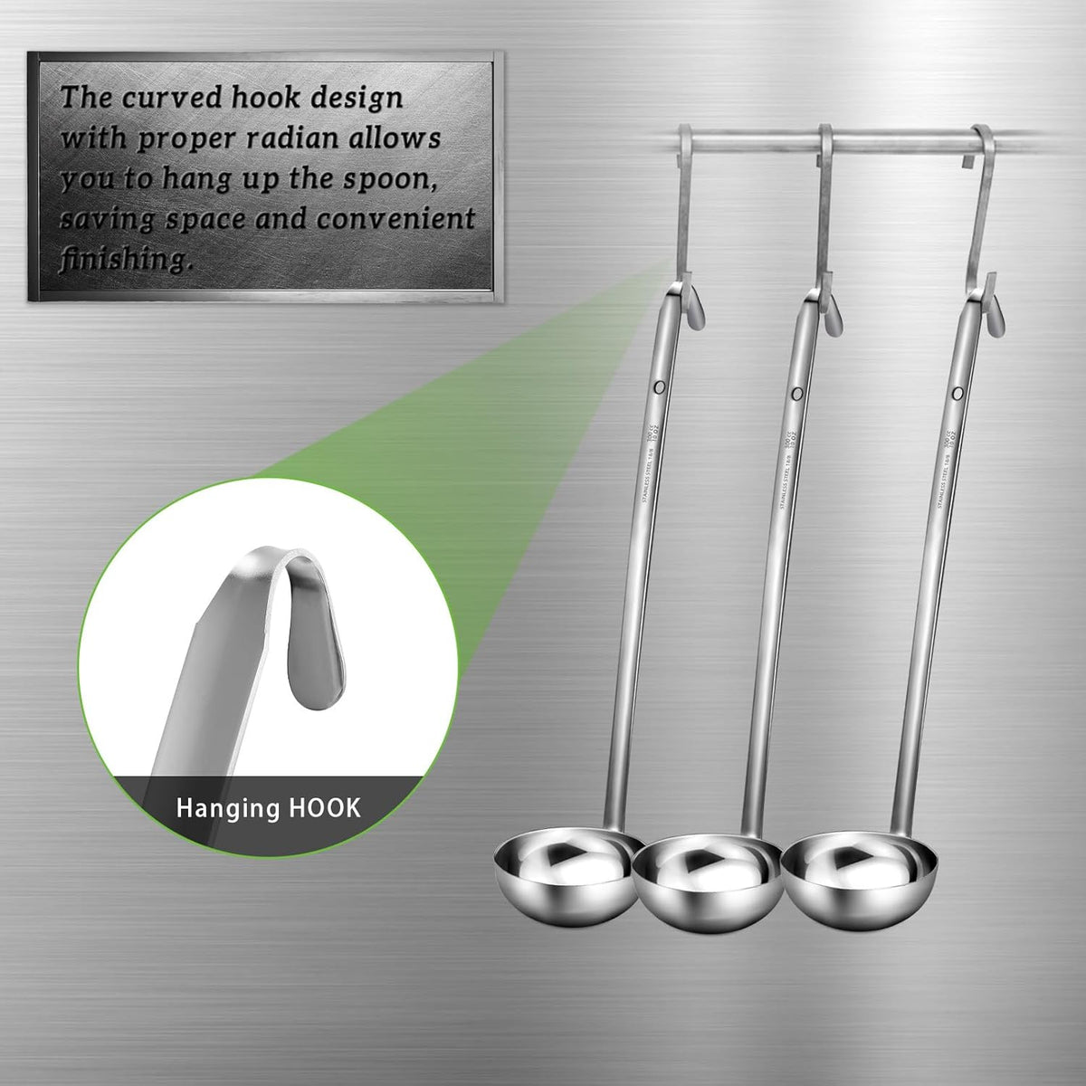 Stainless Steel Ladle Soup Handle Ladle with Pouring Rim for Kitchen Cooking Soup Sauce