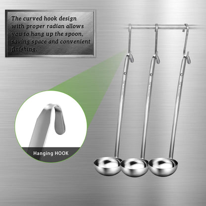 Stainless Steel Ladle Soup Handle Ladle with Pouring Rim for Kitchen Cooking Soup Sauce