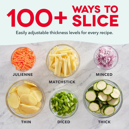 Safe Slice Mandoline for Vegetables, Meal Prep & More with 30+ Presets & Thickness Adjuster, Midnight Navy