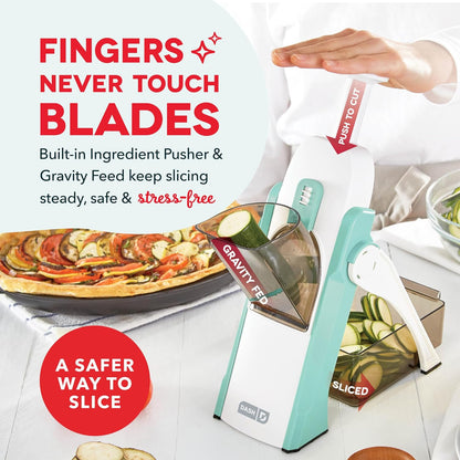 Safe Slice Mandoline for Vegetables, Meal Prep & More with 30+ Presets & Thickness Adjuster, Midnight Navy