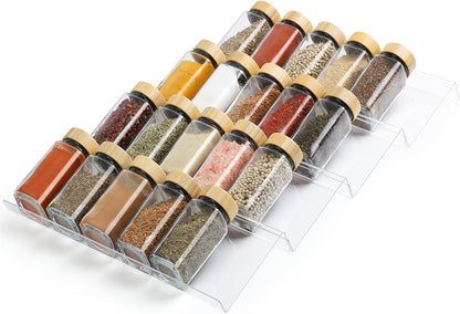 Spice Drawer Organizer 4 Tier, Acrylic Seasoning Organizer Rack, Small | Clear Spice Rack Tray, Kitchen Seasoning Jars Drawers Insert (Jars Not Included/ Expandable From 9" to 18")